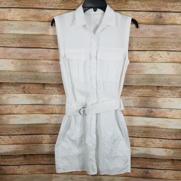 helmut lang white shirt dress